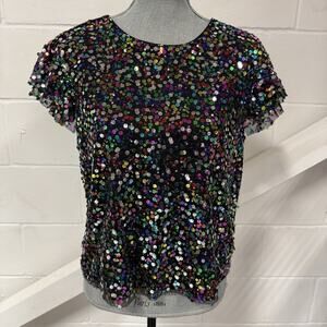 Anthropologie Pamela Sequined Multicolor Blouse Shirt Women’s Size Small